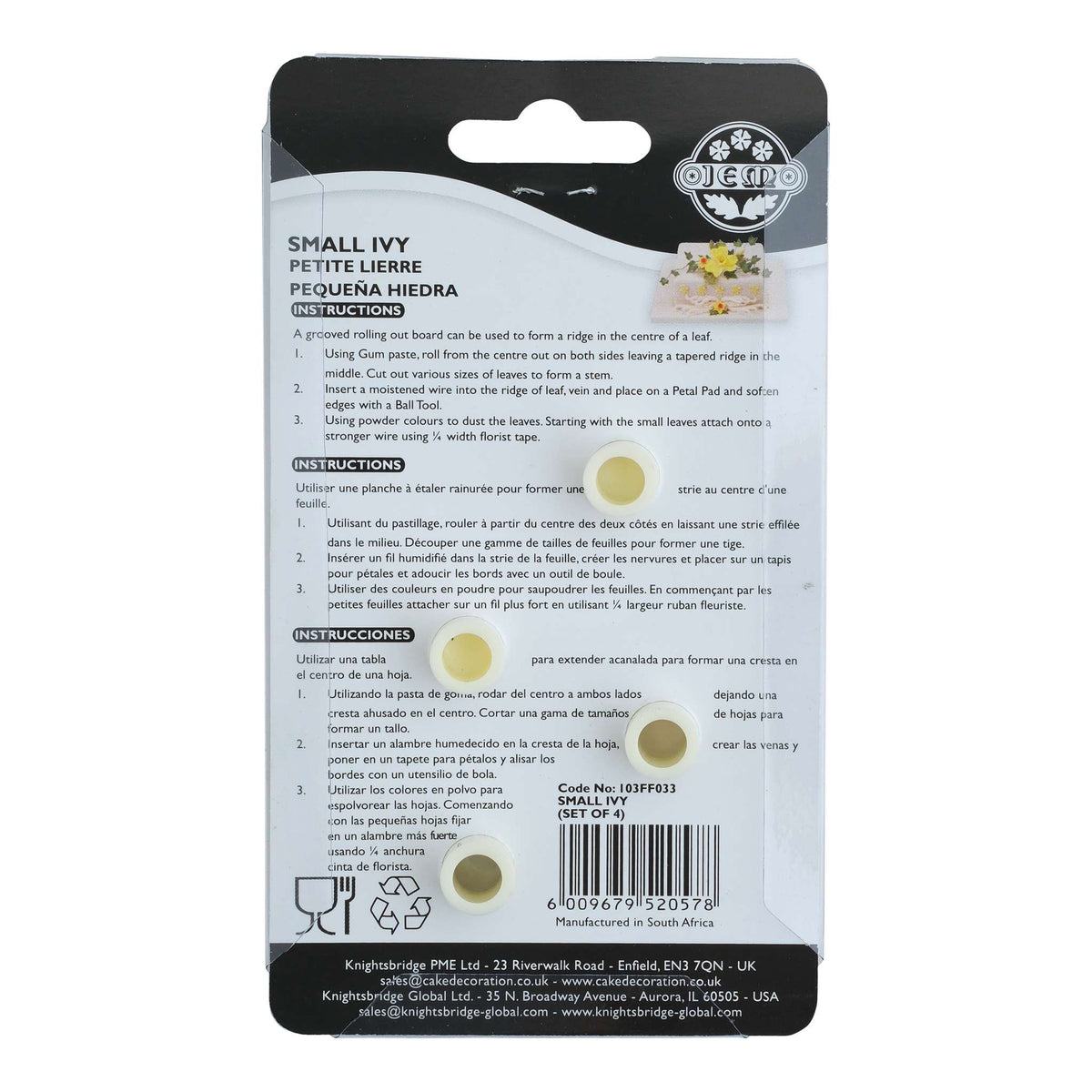 JEM Cortador de Hojas de Hiedra Pequeña, Set de 4 Piezas