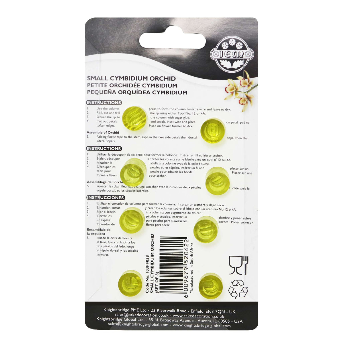 JEM Cortador de Orquídea Pequeña, Set de 8 Piezas