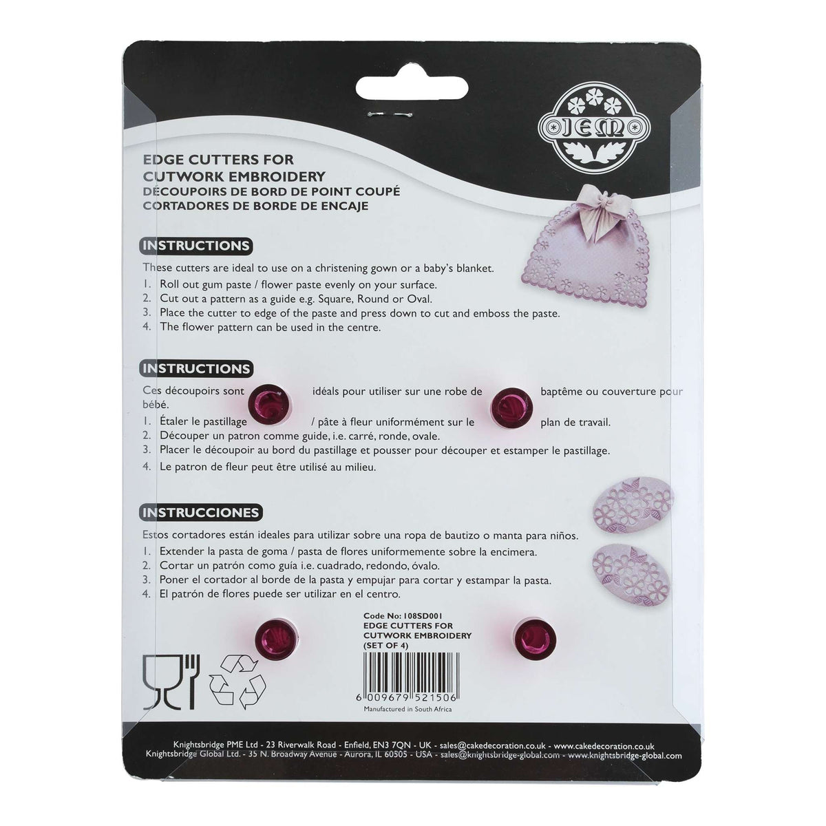 JEM Cortadores de Bordados, Set de 4 Piezas