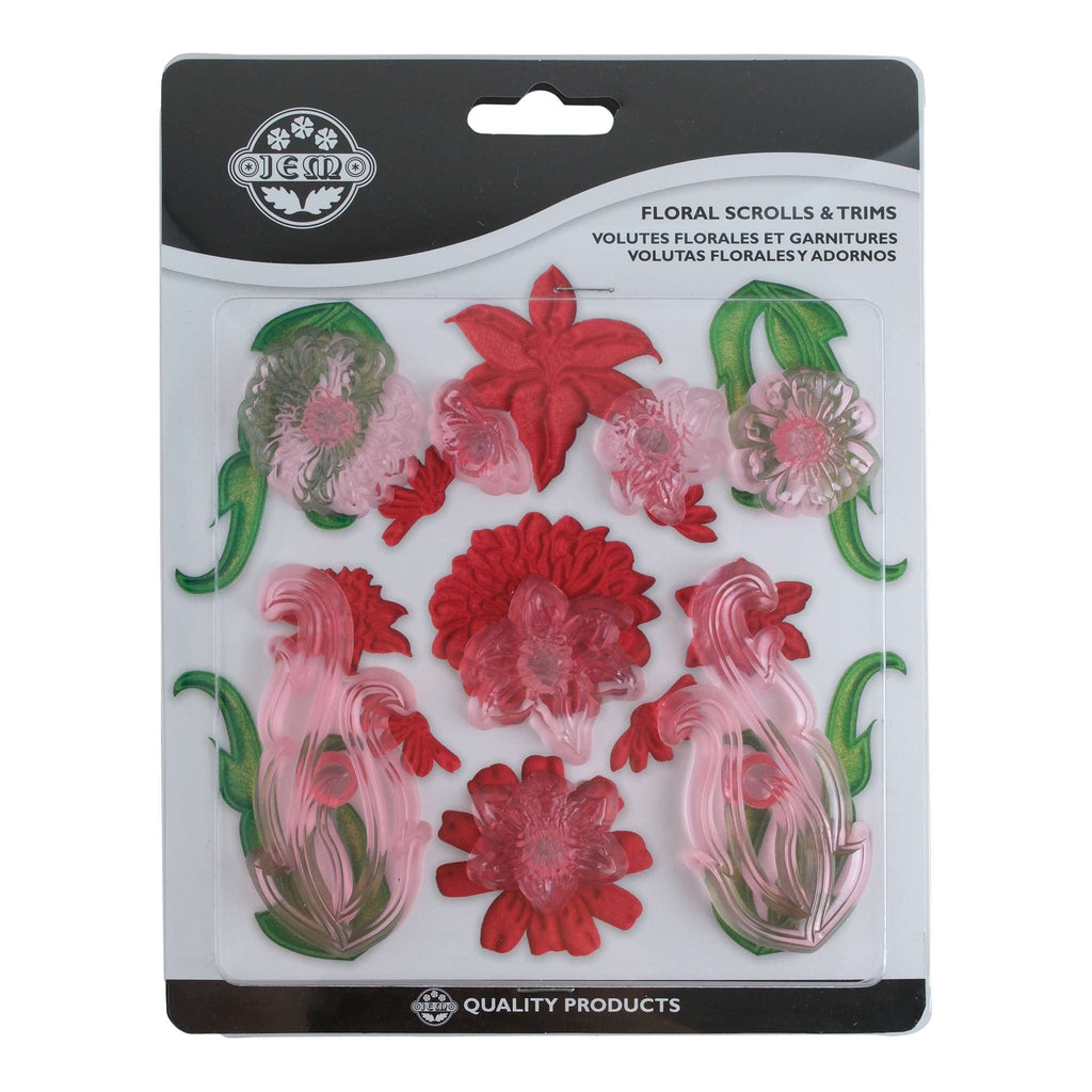 JEM Bordüren Ausstecher - Blumen Schriftrollen & Trims Set von 8