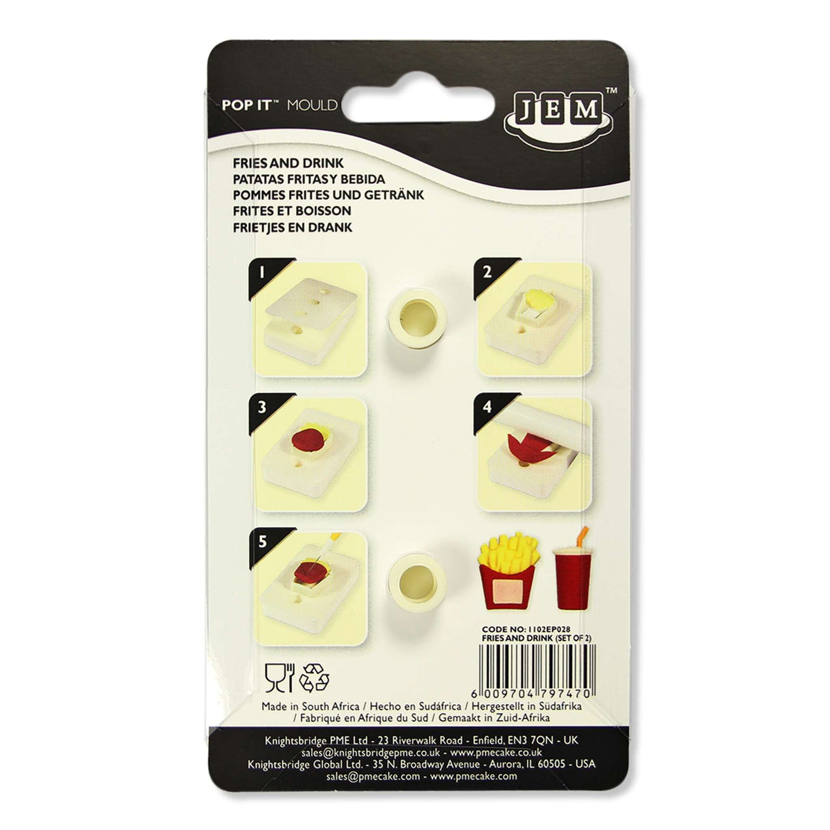 Fries And Drink Pop It Mould Set Of 2