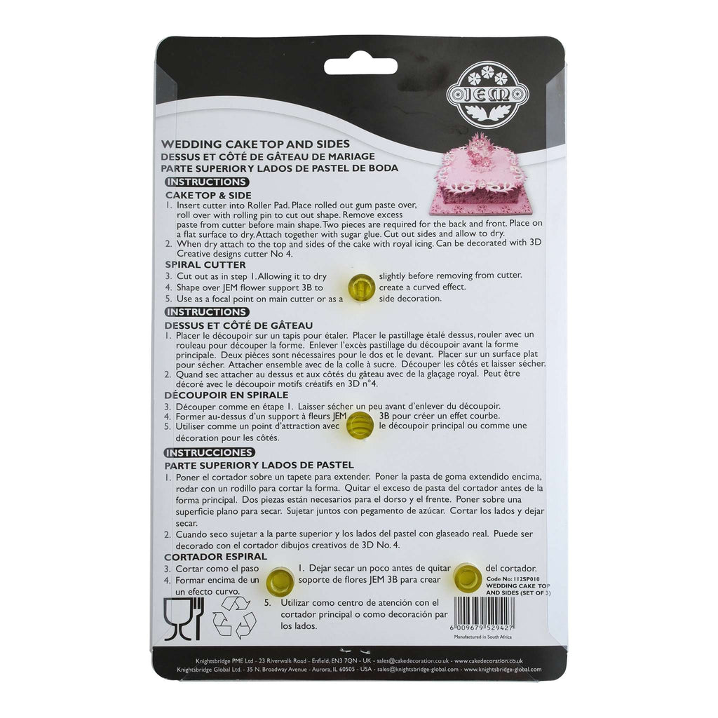 JEM Novelty Cutters - Hochzeitstorte Top & Seiten, Set aus 3 Stück