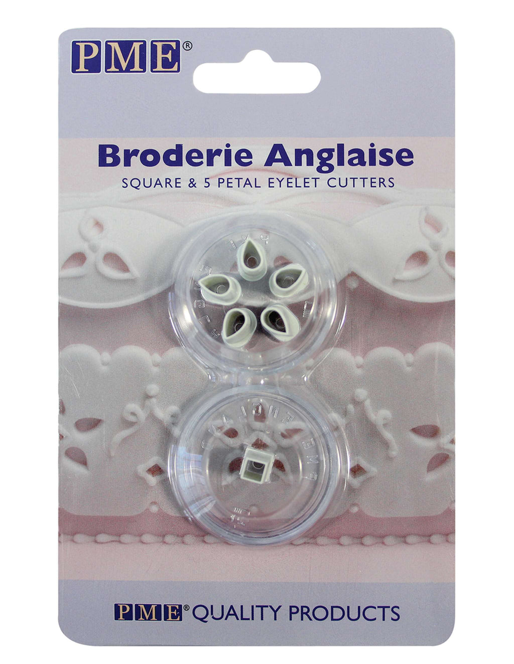 Broderie Ausstecher - Quadrat & 5 Blütenblattösen, Set aus 2 Stück