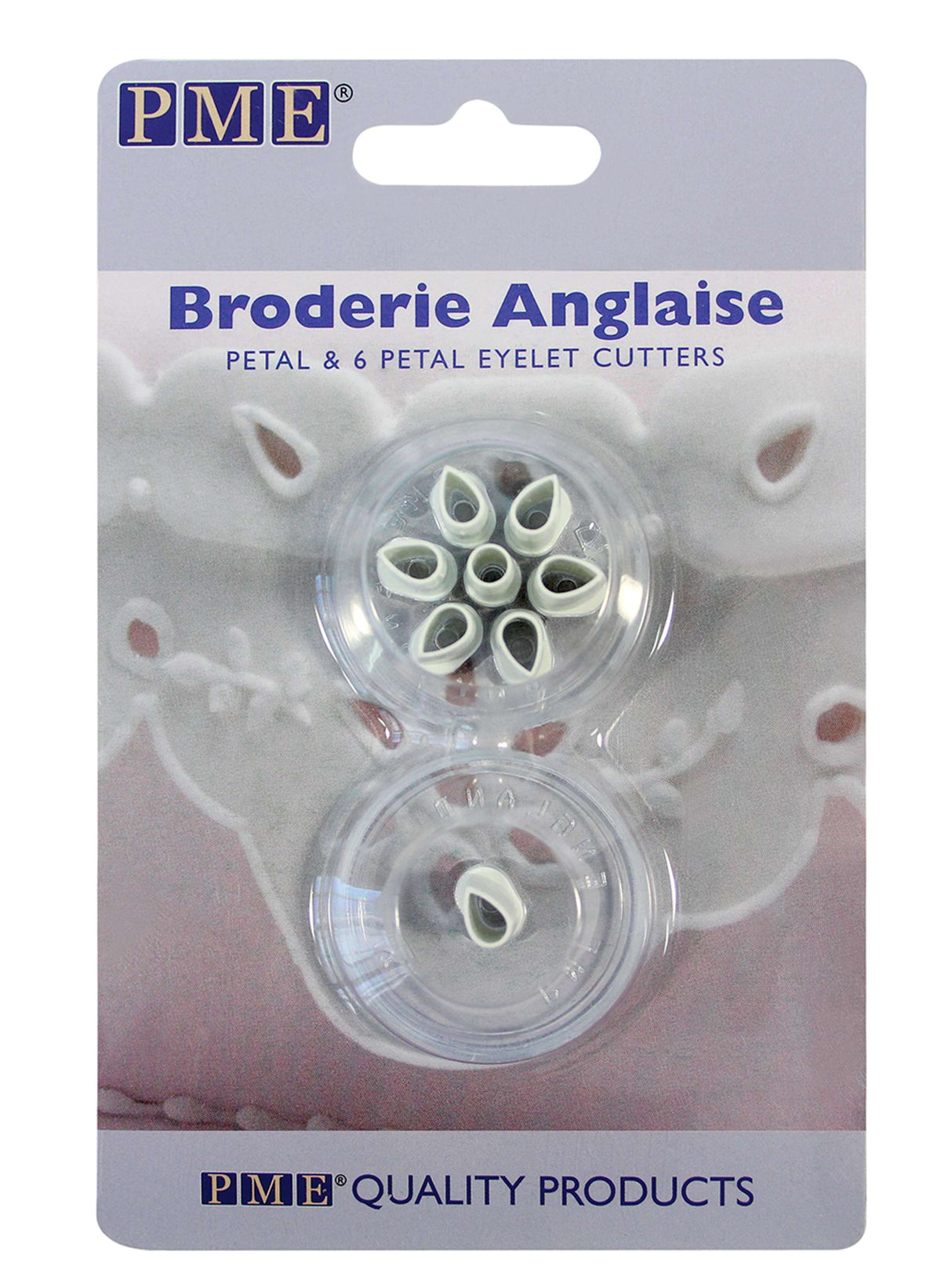 Broderie Uitstekers - Bloemblad & 6 Bloemblad Eyelet Set van 2
