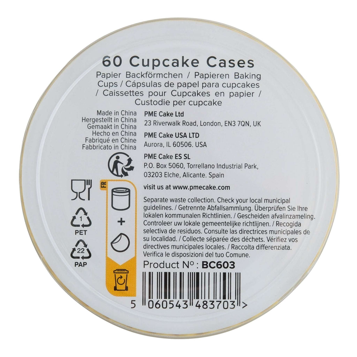 Yellow Cupcake Cases Pk/60