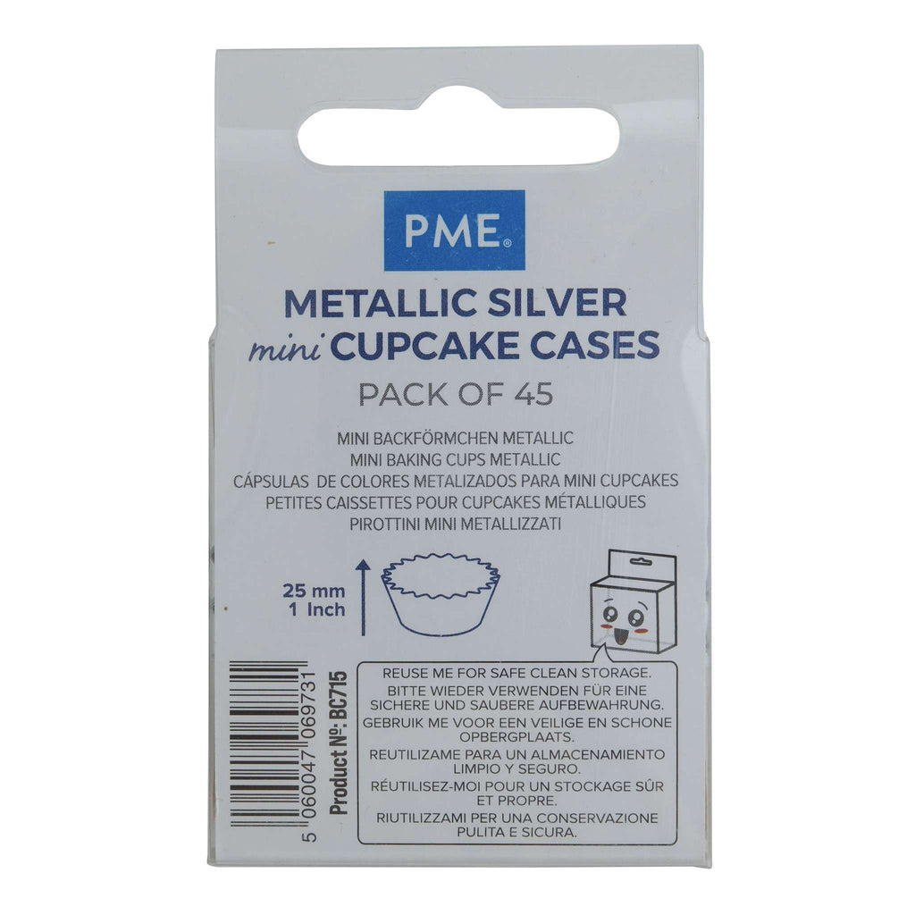 Metallic Baking Cups - Mini, Zilver Pk/45