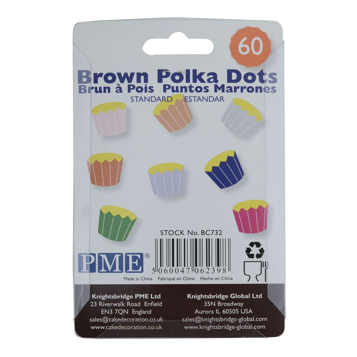 Brown Polka Dots Cupcake Cases Pk/60