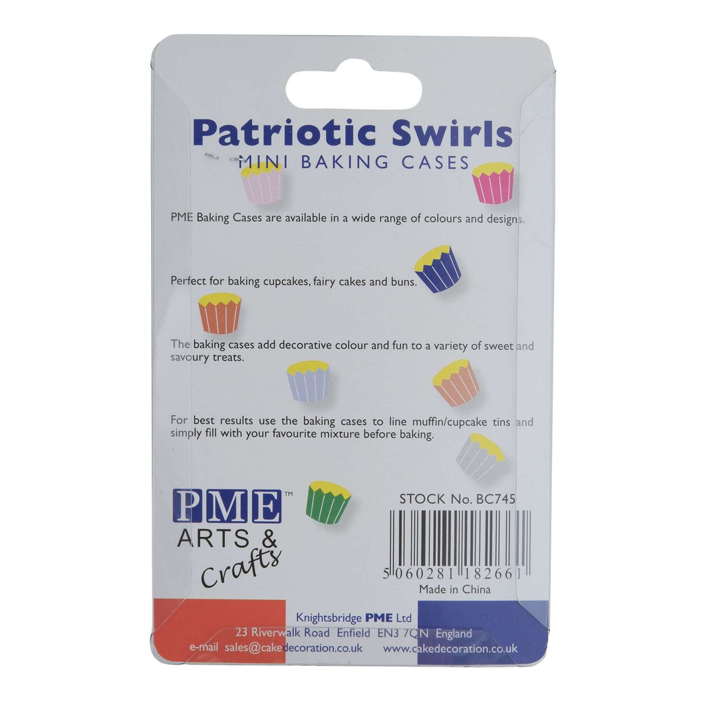 Papier-Backförmchen - Mini, Patriotische Wirbel Pk/100