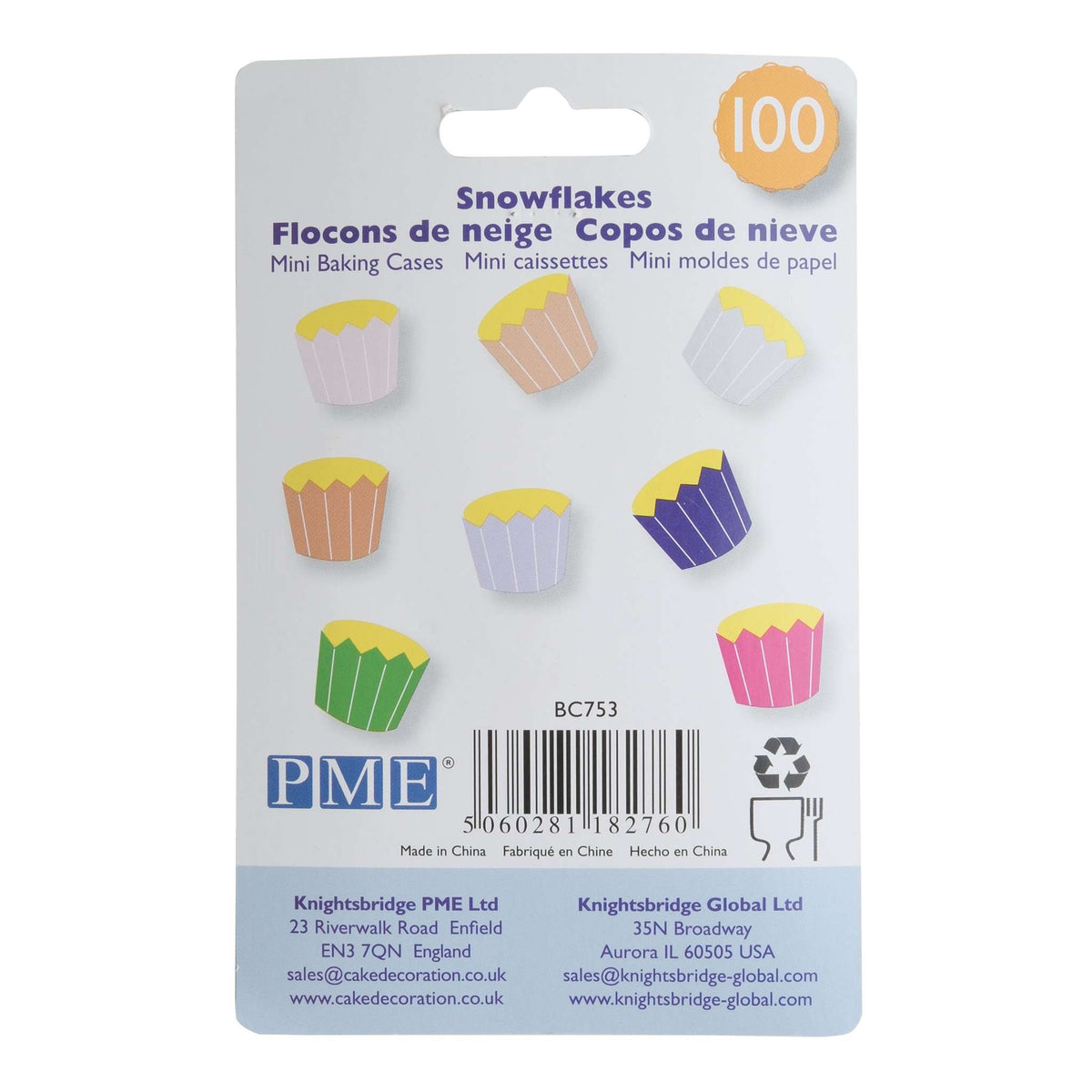 Snowflake Mini Cupcake Cases Pk/100