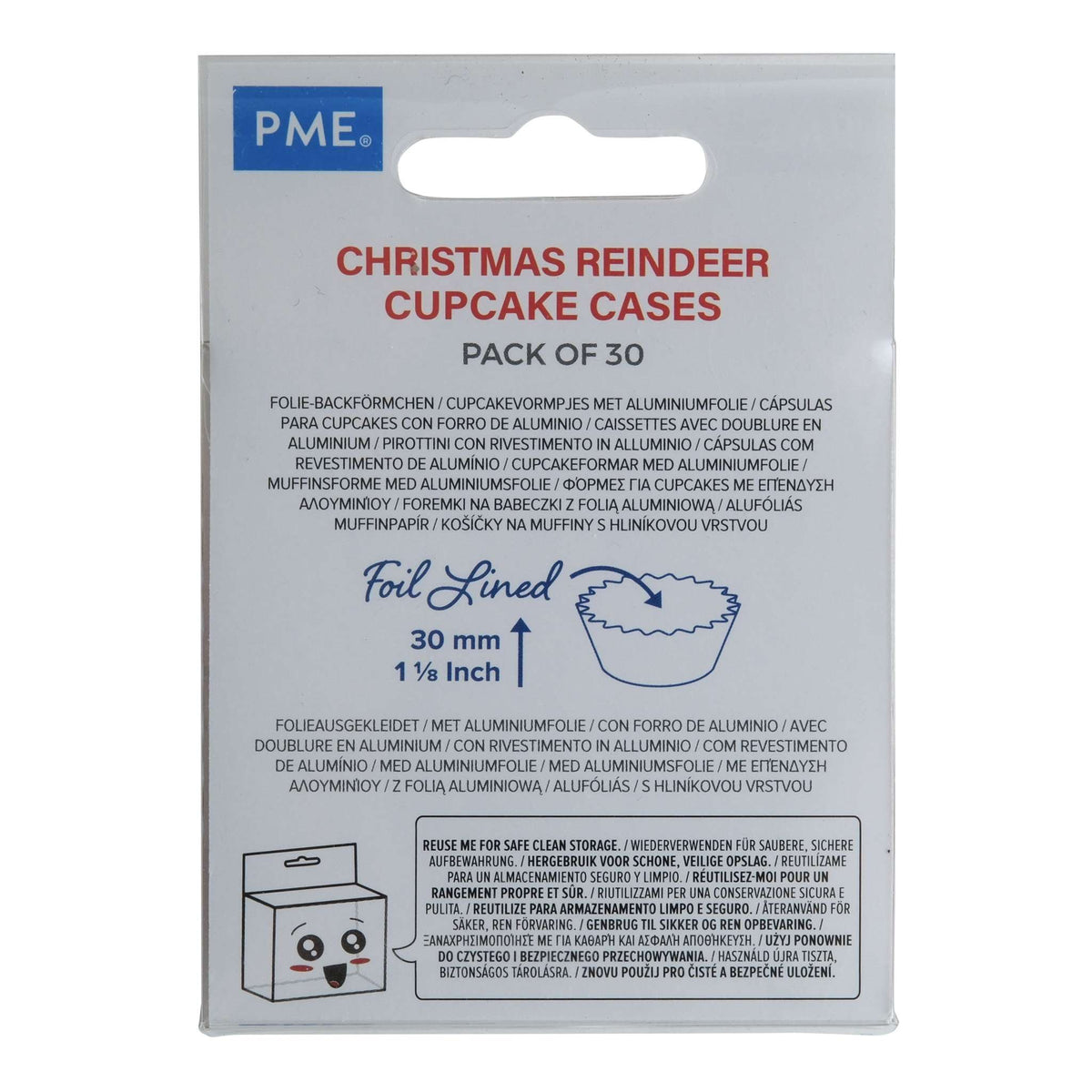 Christmas Reindeer Foil Lined Cupcake Cases Pk/30