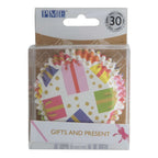 Kerst Cupcake Vormpjes met Folievoering - Ingepakte Cadeaus (30 stuks)