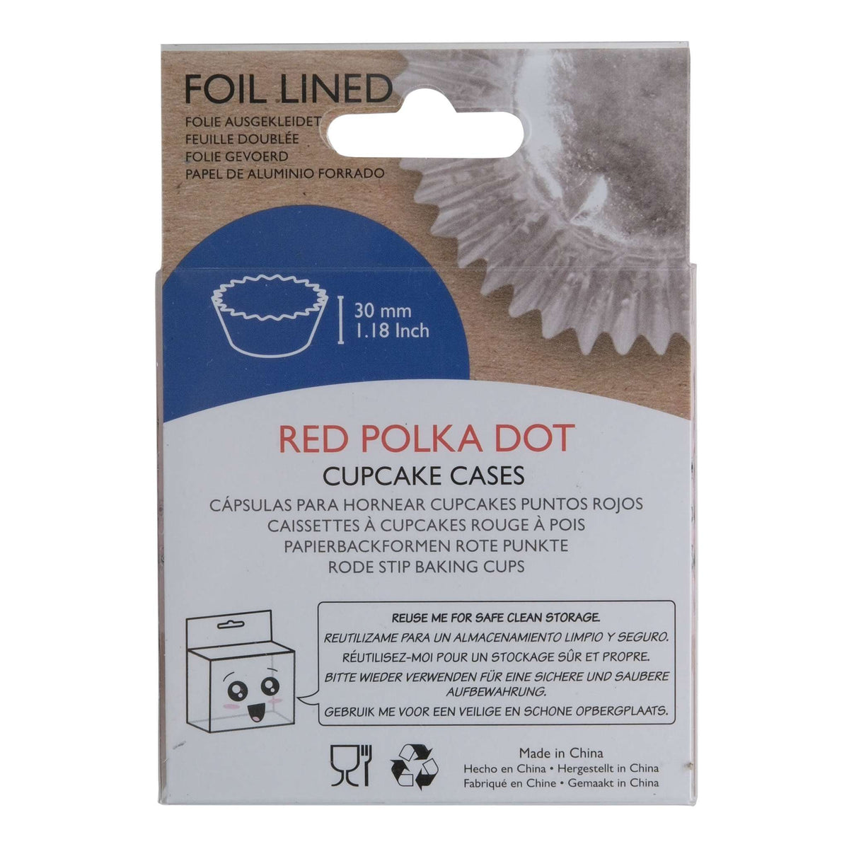 Red Polka Dot Foil Lined Cupcake Cases Pk/30