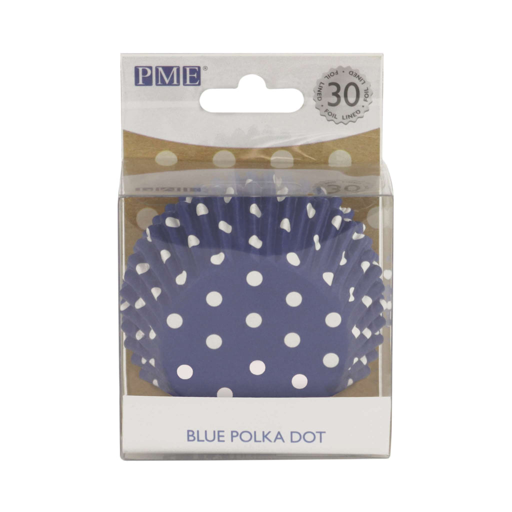Cupcake-Förmchen folienbeschichtet - Blaue Punkte 30er Pack
