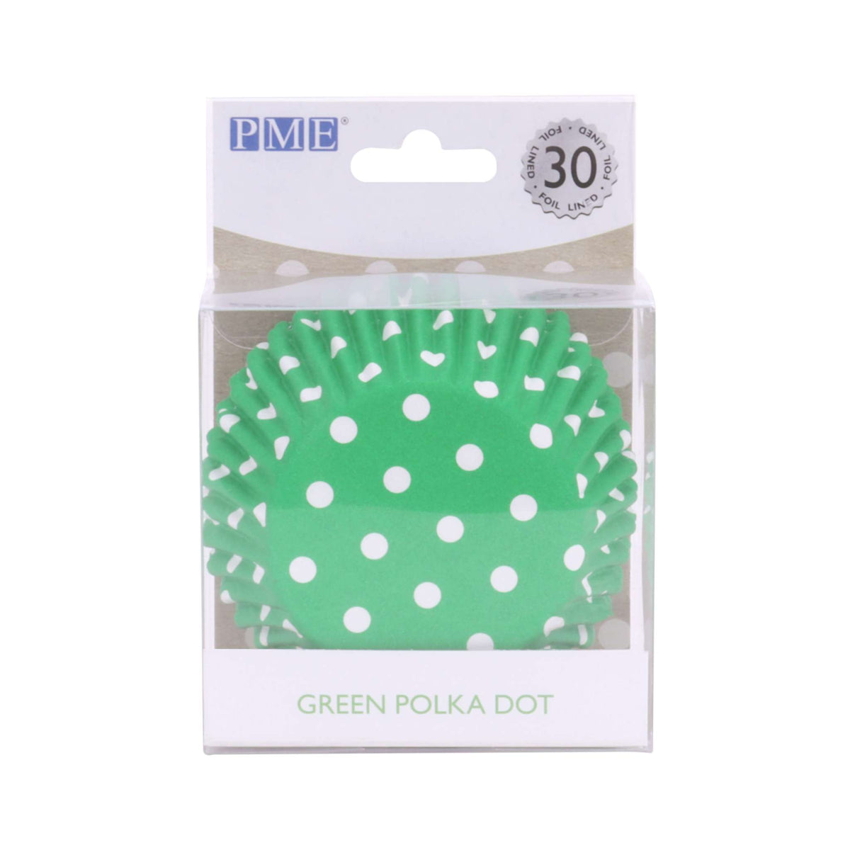 Caissettes à cupcakes doublées de feuille d'aluminium - Pois verts Pk/30