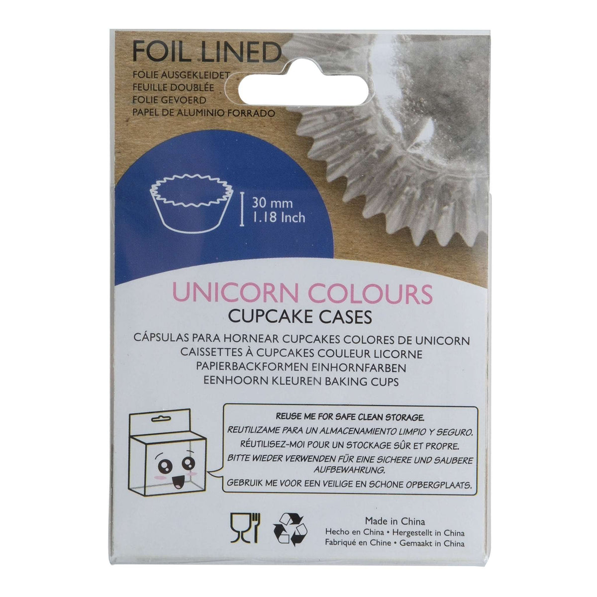 Unicorn Colours Foil Lined Cupcake Cases Pk/30