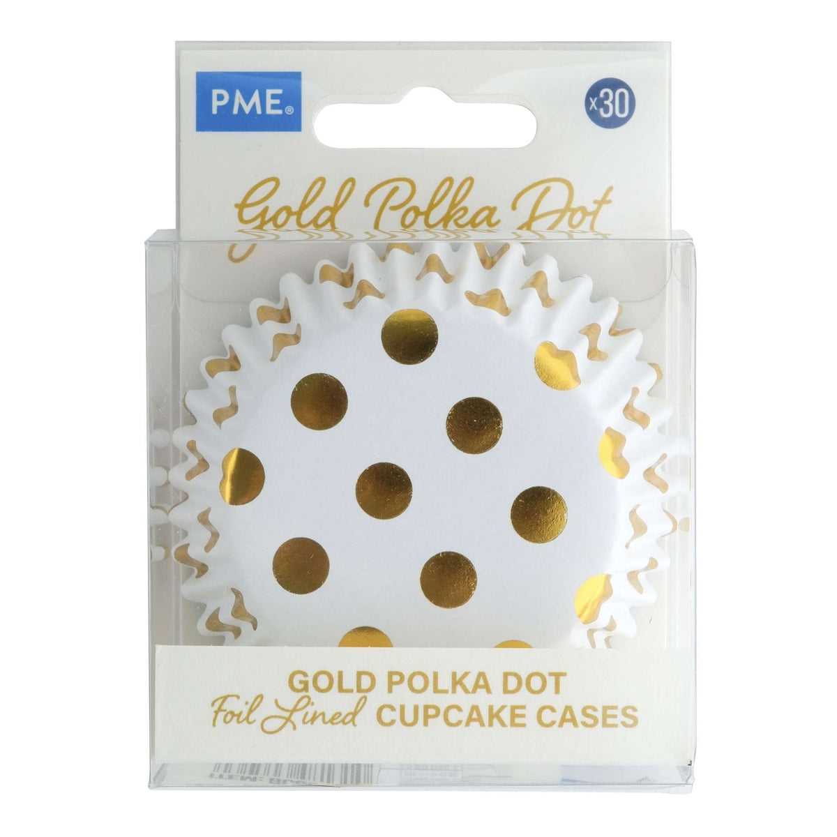 Cupcake-Förmchen folienbeschichtet - Goldfolien-Punkte 30er Pack