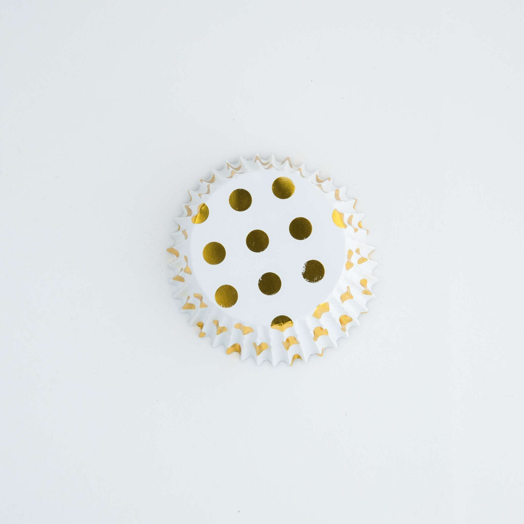 Cupcake-Förmchen folienbeschichtet - Goldfolien-Punkte 30er Pack