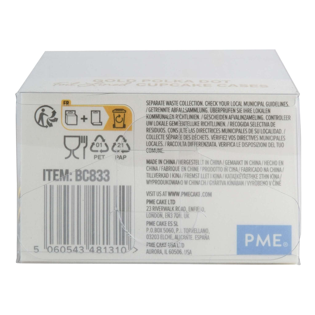 Cupcake-Förmchen folienbeschichtet - Goldfolien-Punkte 30er Pack
