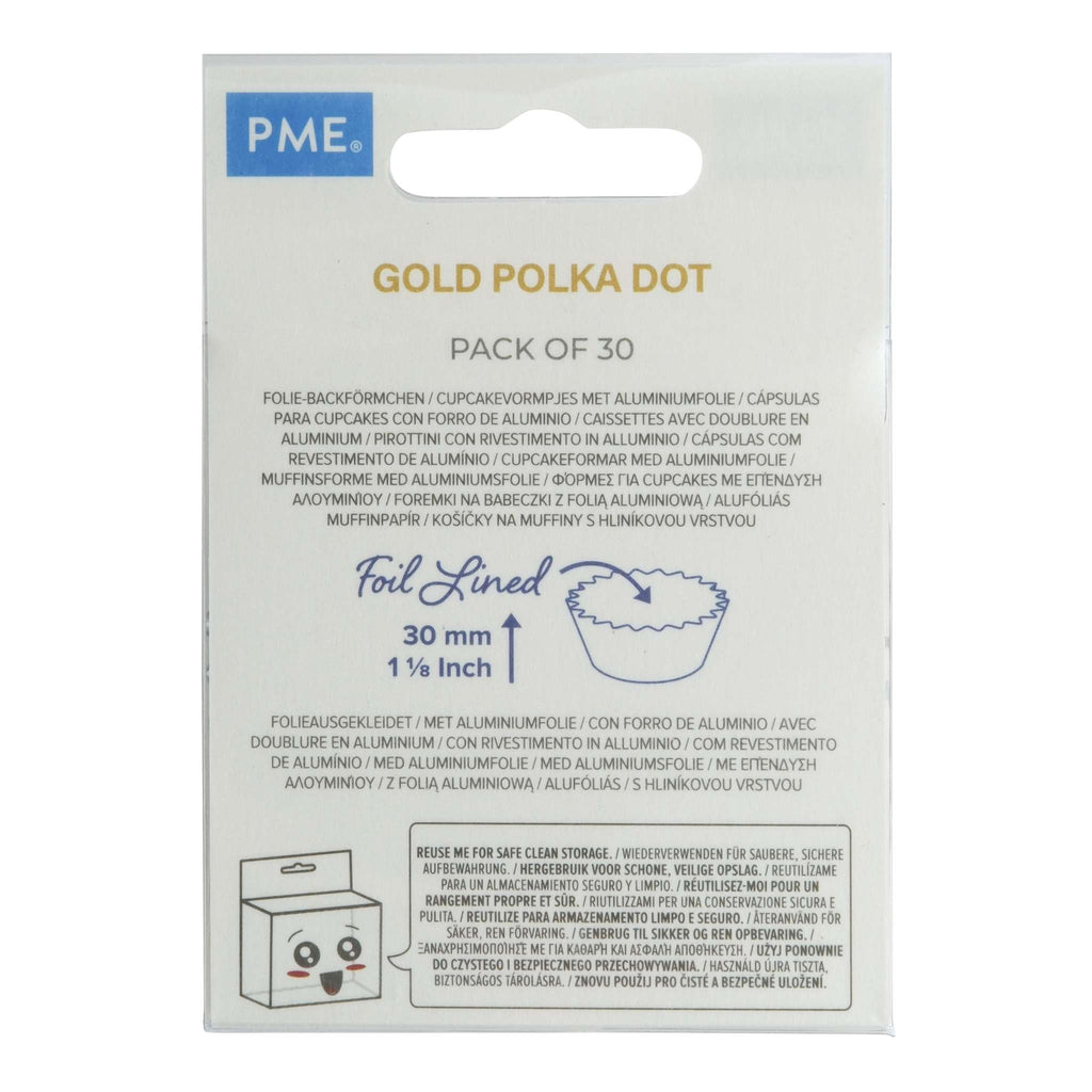Cupcake-Förmchen folienbeschichtet - Goldfolien-Punkte 30er Pack