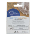 Blue With Gold Trim Foil Lined Cupcake Cases Pk/30