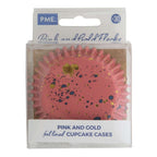 Caissettes à Cupcakes Doublées de Feuille - Rose & Paillettes Dorées (pack de 30)
