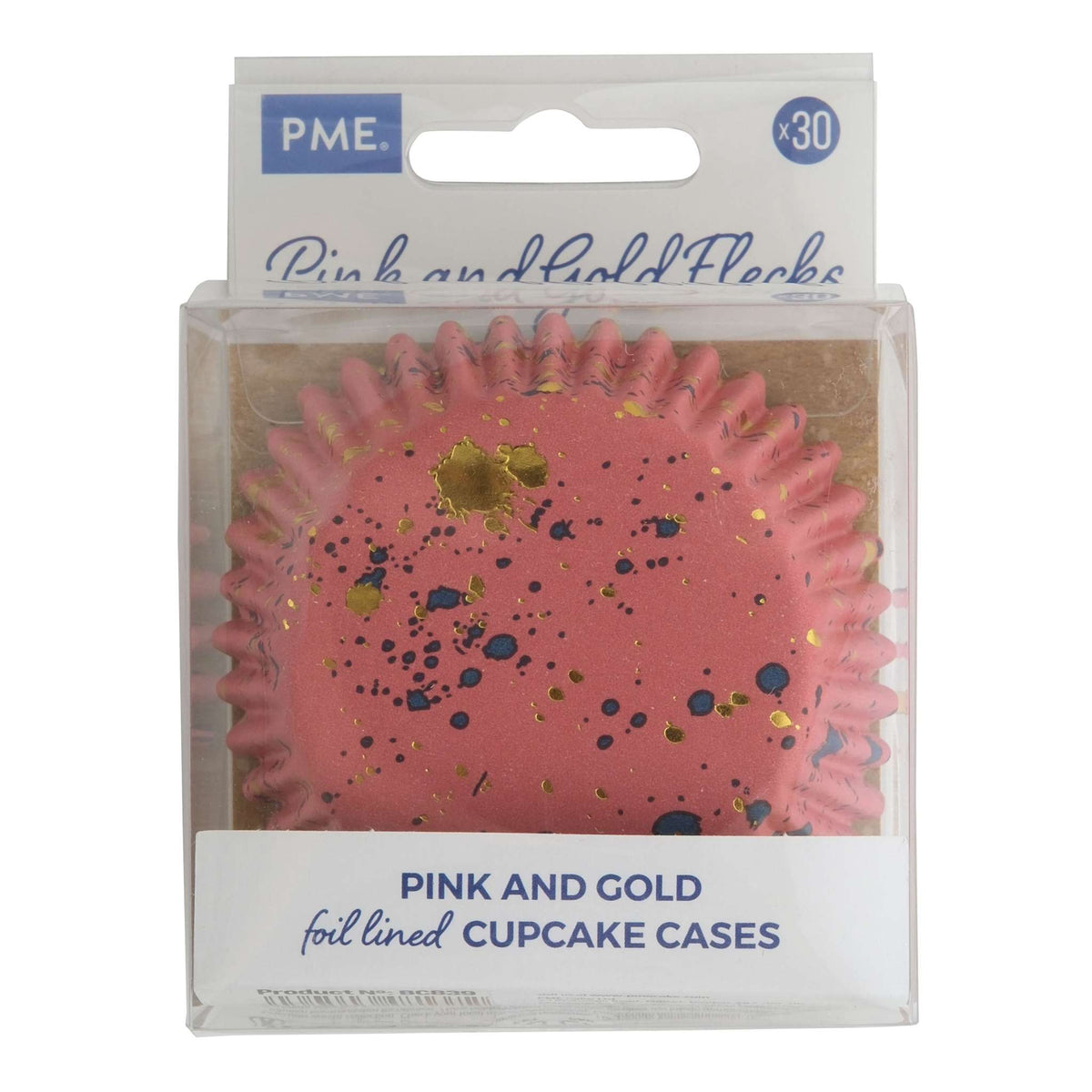 Caissettes à Cupcakes Doublées de Feuille - Rose & Paillettes Dorées (pack de 30)
