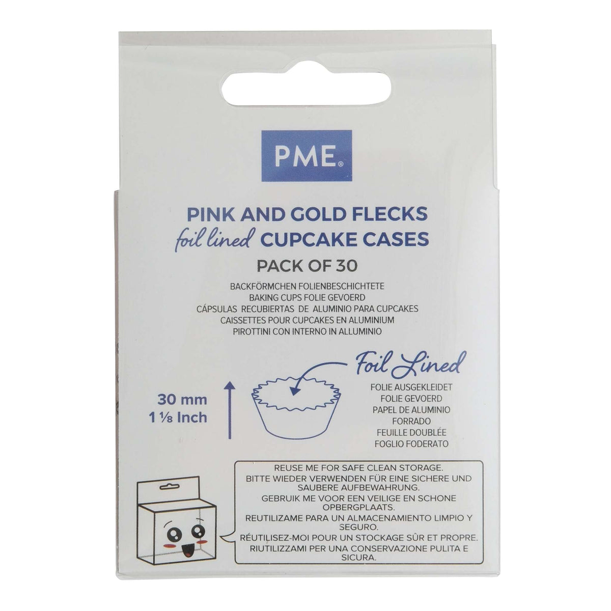 Caissettes à Cupcakes Doublées de Feuille - Rose & Paillettes Dorées (pack de 30)