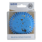 Cápsulas de Cupcakes con Forro de Papel Aluminio - Azul y Destellos Dorados Pk/30