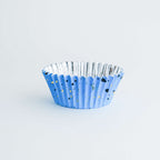 Cápsulas de Cupcakes con Forro de Papel Aluminio - Azul y Destellos Dorados Pk/30