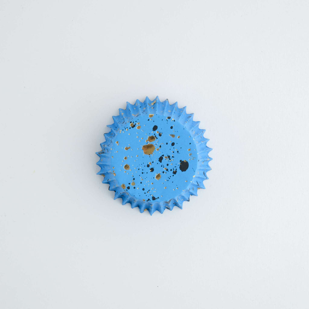Cápsulas de Cupcakes con Forro de Papel Aluminio - Azul y Destellos Dorados Pk/30