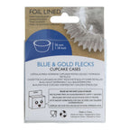 Cápsulas de Cupcakes con Forro de Papel Aluminio - Azul y Destellos Dorados Pk/30