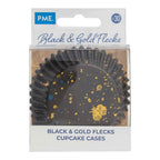Cápsulas de Cupcakes con Forro de Papel Aluminio - Negro y Destellos Dorados Pk/30