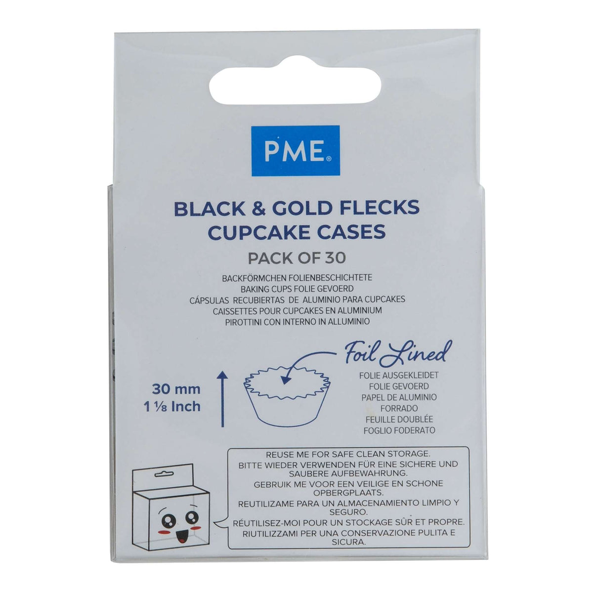 Caissettes à Cupcakes Doublées de Feuille - Noir & Paillettes Dorées (pack de 30)