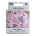 Cápsulas para cupcakes Forradas de Aluminio (Set de 30), Corazones rosas de amor