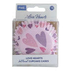 Cápsulas para cupcakes Forradas de Aluminio (Set de 30), Corazones rosas de amor