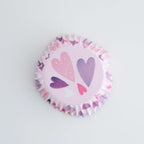 Cápsulas para cupcakes Forradas de Aluminio (Set de 30), Corazones rosas de amor