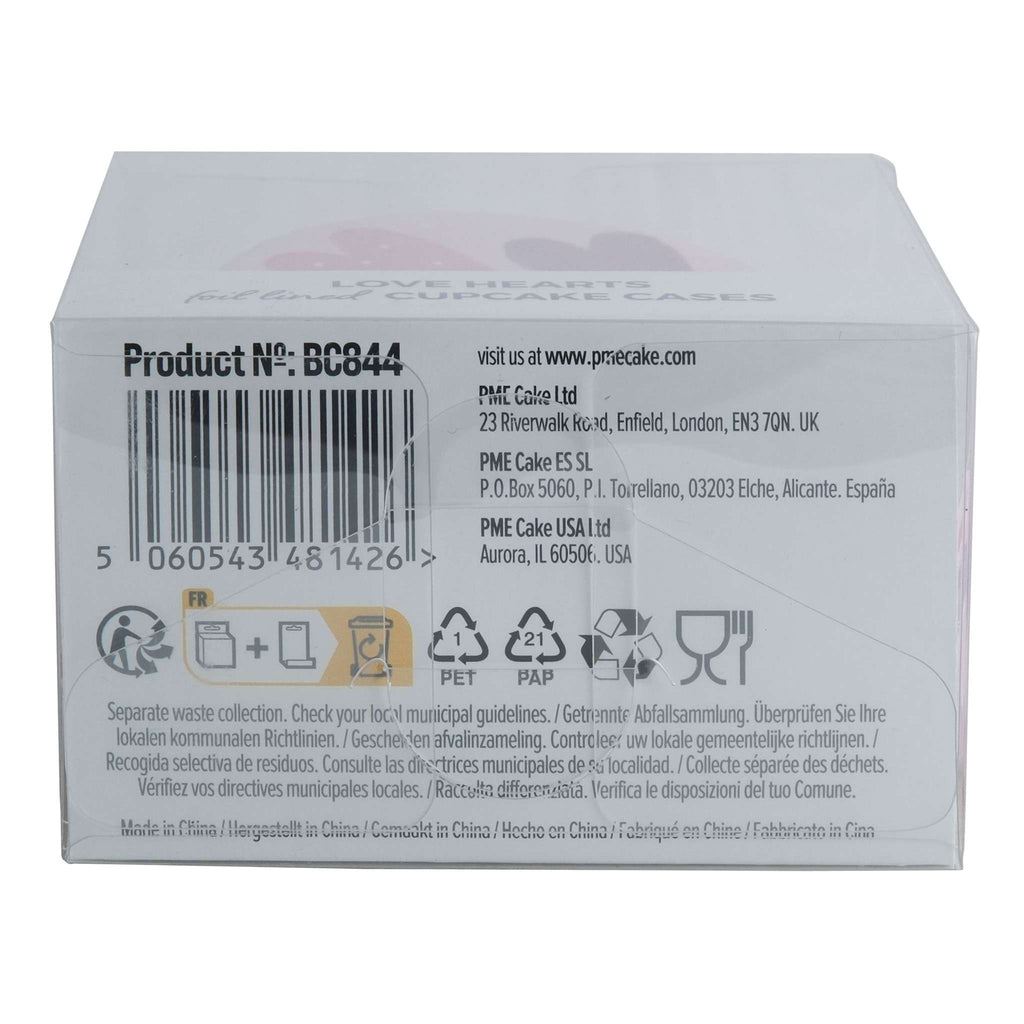 Cápsulas para cupcakes Forradas de Aluminio (Set de 30), Corazones rosas de amor