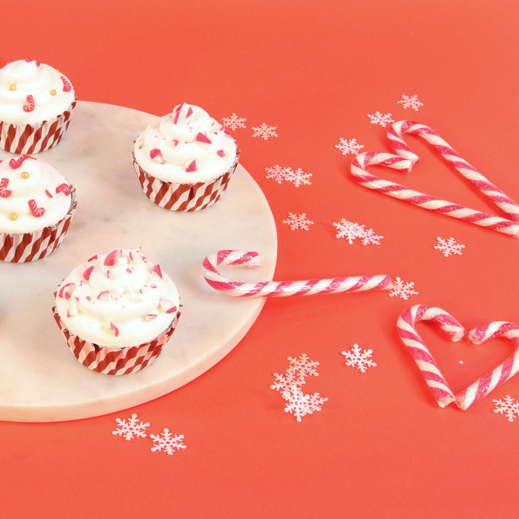 Navidad Cápsulas para Cupcakes forradas de Aluminio - Rayas de Bastón de Caramelo (Set de 30)