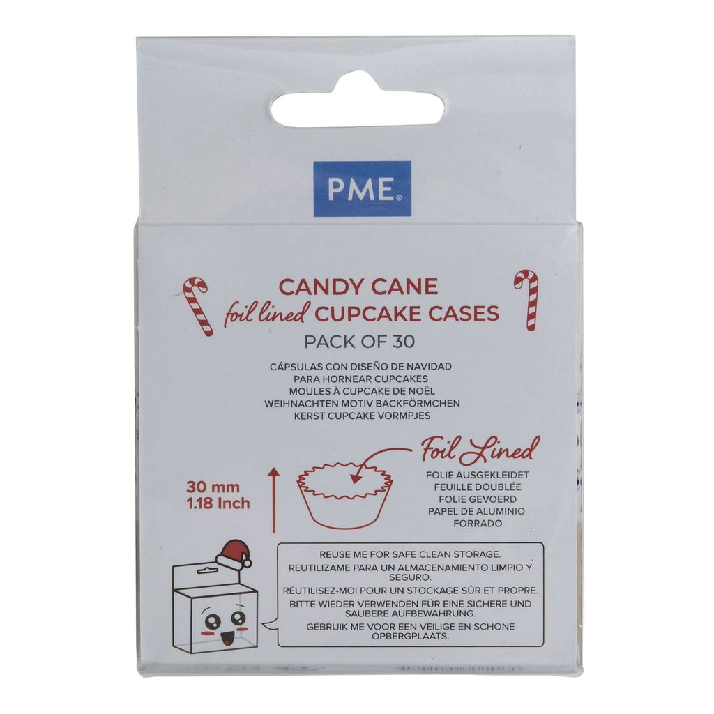 Navidad Cápsulas para Cupcakes forradas de Aluminio - Rayas de Bastón de Caramelo (Set de 30)