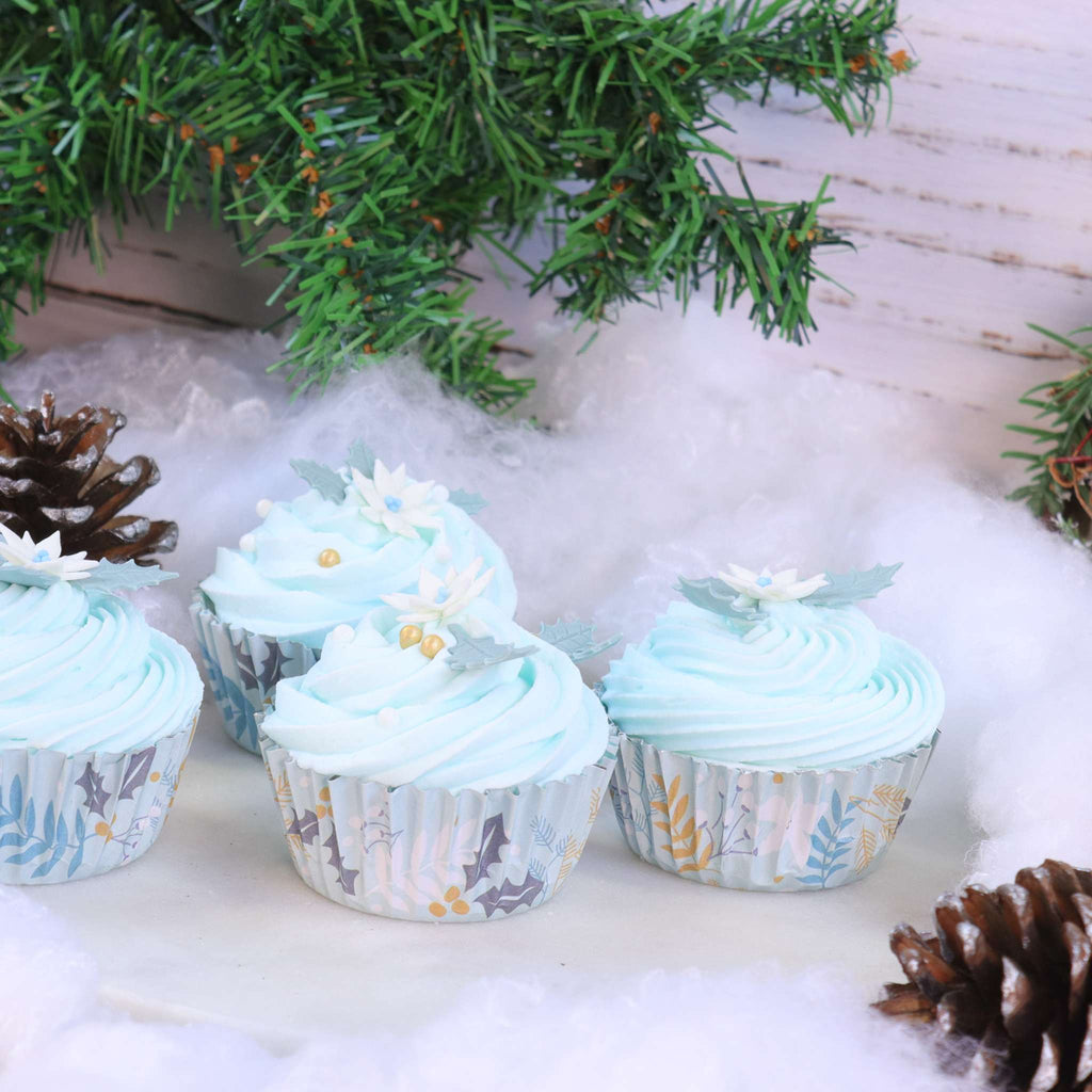 Noël Caissettes à cupcakes en Aluminium - Fêtes Florales (30 pièces)