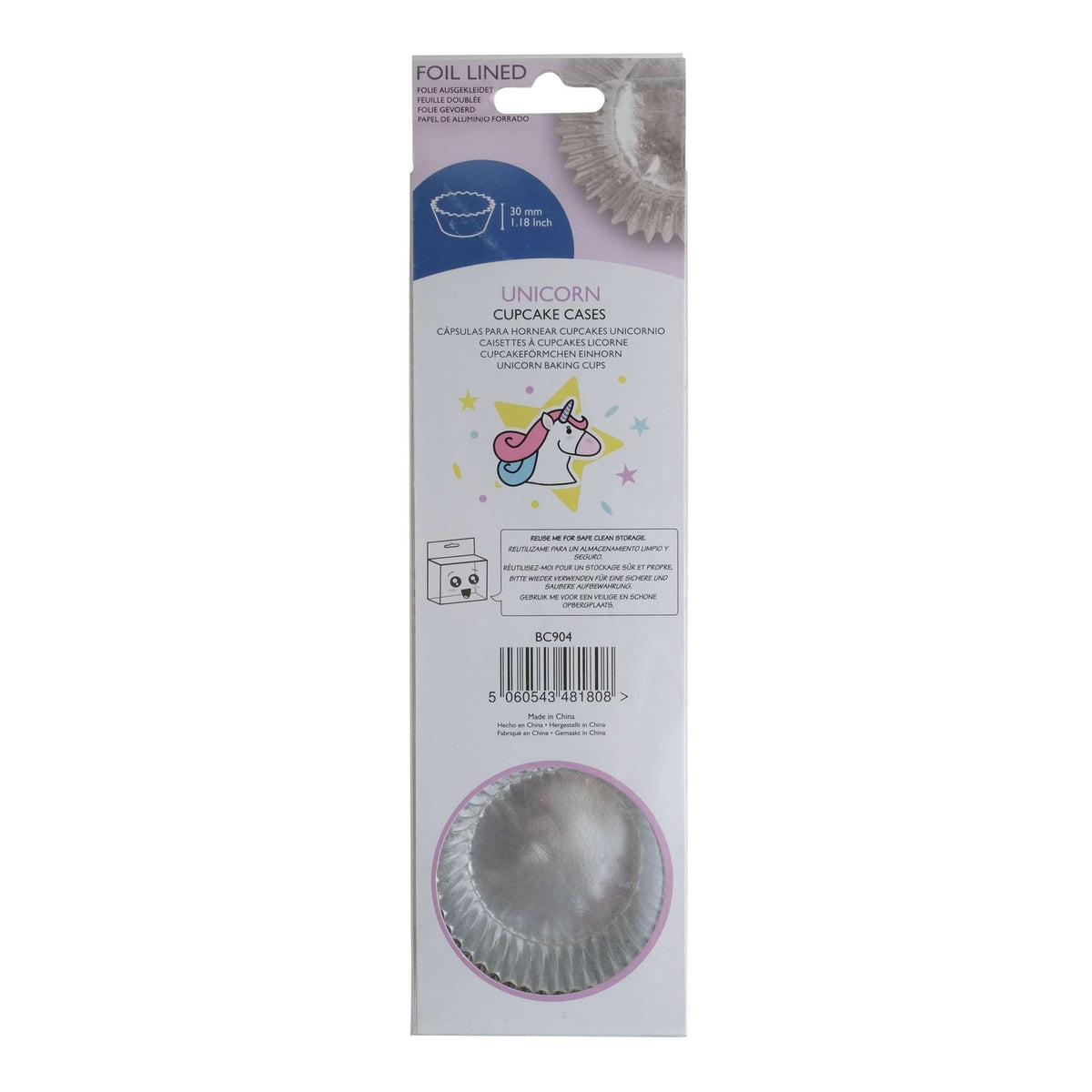 Caissettes à cupcakes doublées de feuille d'aluminium - Set de 3 licornes, Pk/60