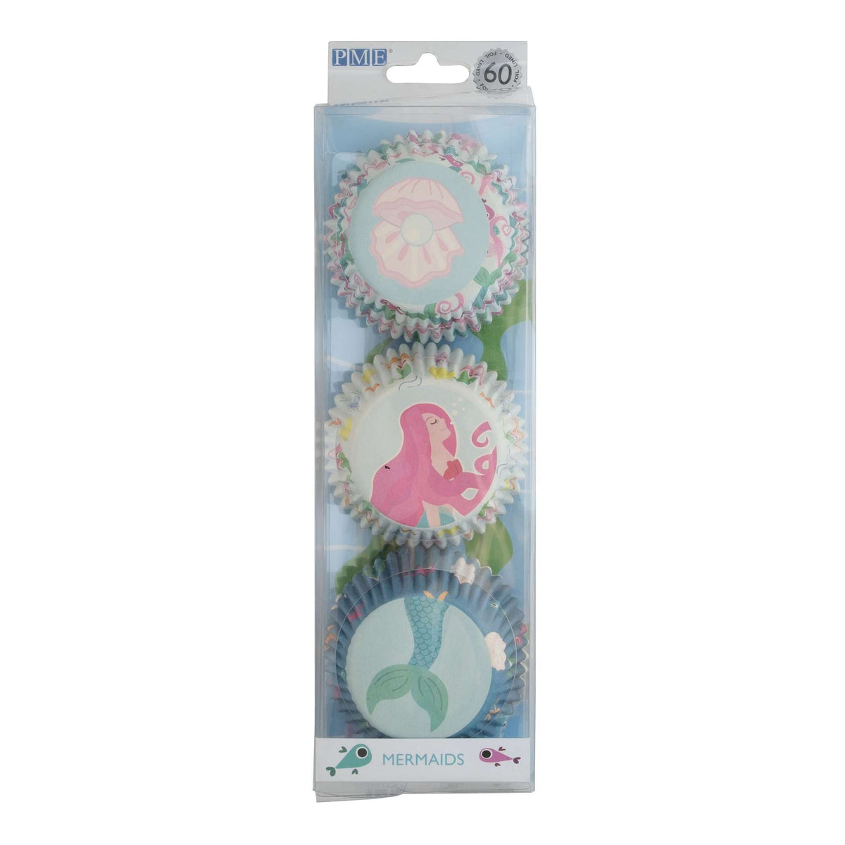 Mermaids Foil Lined Cupcake Cases Pk/60