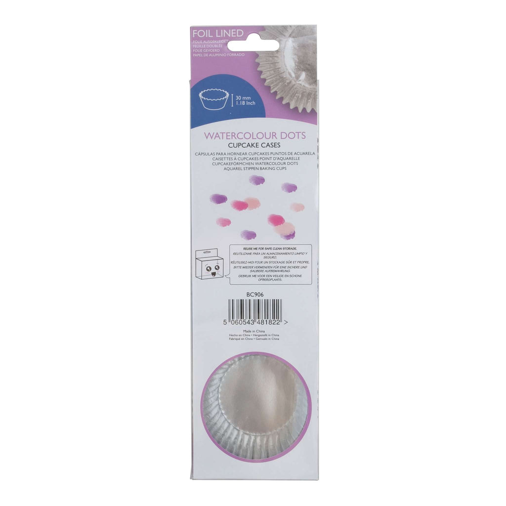 Watercolour Dots Foil Lined Cupcake Cases Pk/60