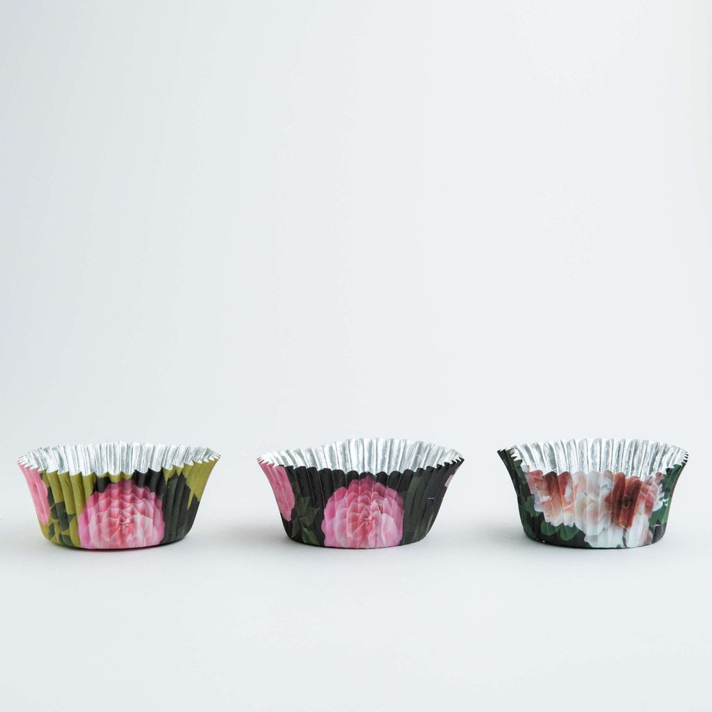 Cupcake-Förmchen folienbeschichtet - Blumen-Set aus 3, 60er Pack