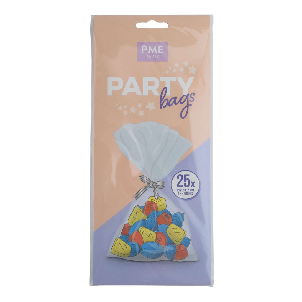 Sacs de fête avec attaches argentées Pk/25 (229 x 102mm / 9 x 4")