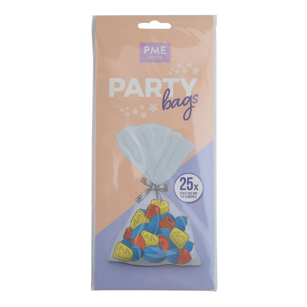 Sacs de fête avec attaches argentées Pk/25 (229 x 102mm / 9 x 4")