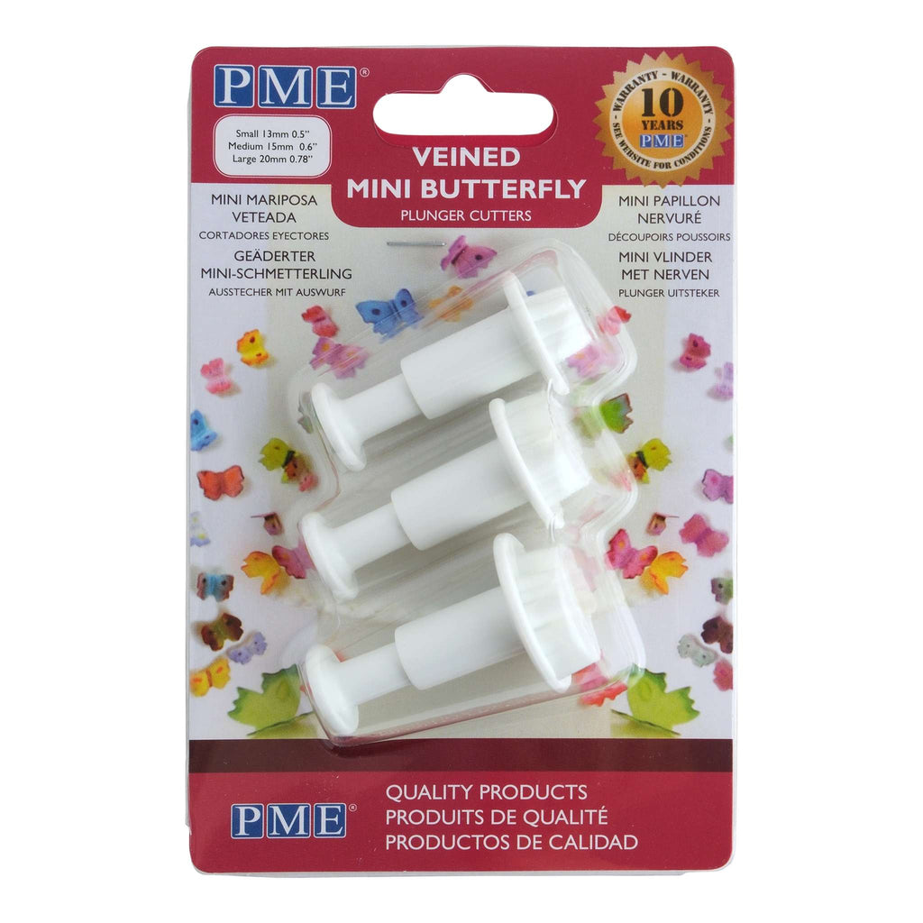 Veined Mini Butterfly Fondant Plunger Cutters Set Of 3