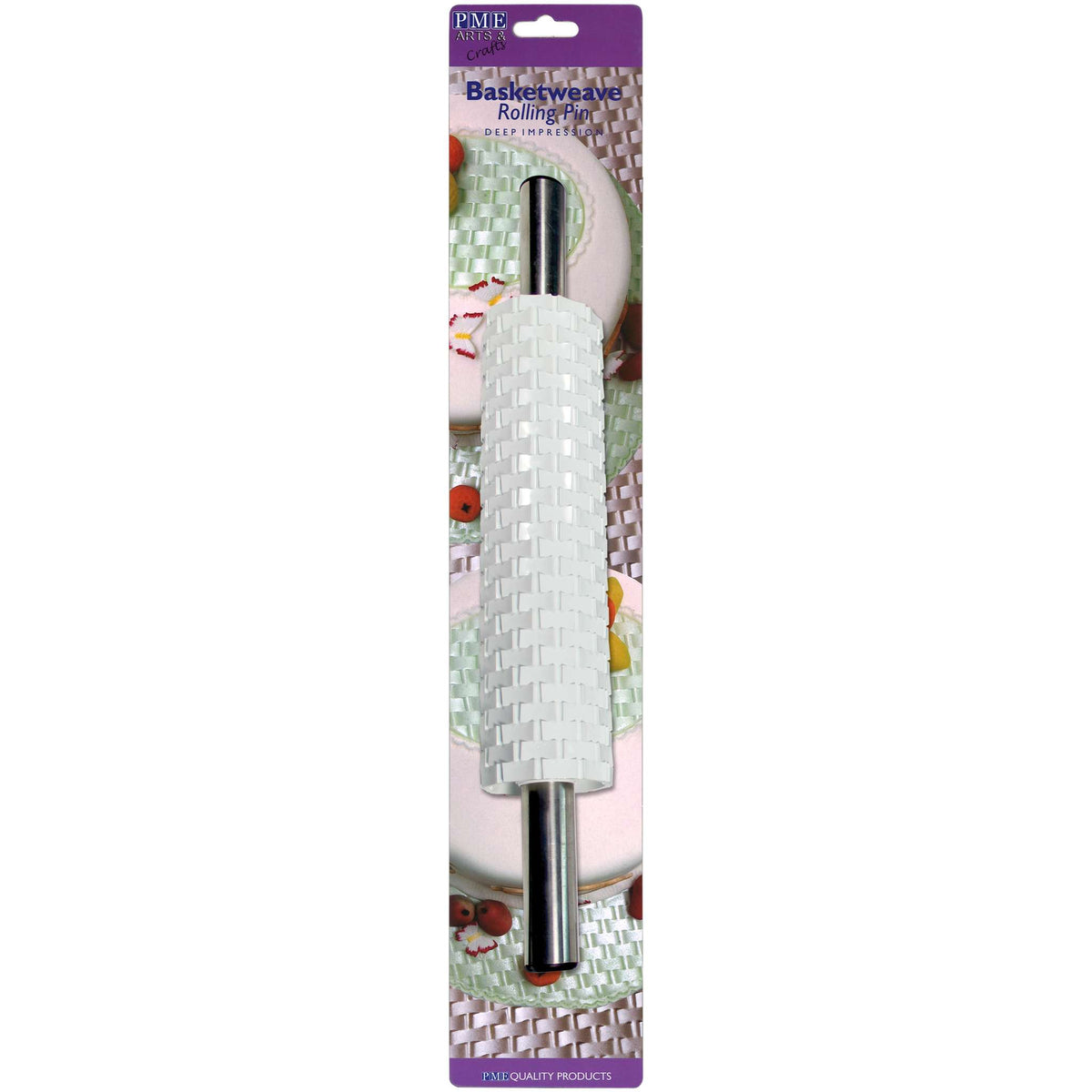 Textur-Rollstäbe - Tiefe Prägung Korbwebmuster mit Griff (254mm / 10")