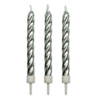 Kerzen - Silberner Dreh mit Haltern Pk/10 (62mm / 2.4")