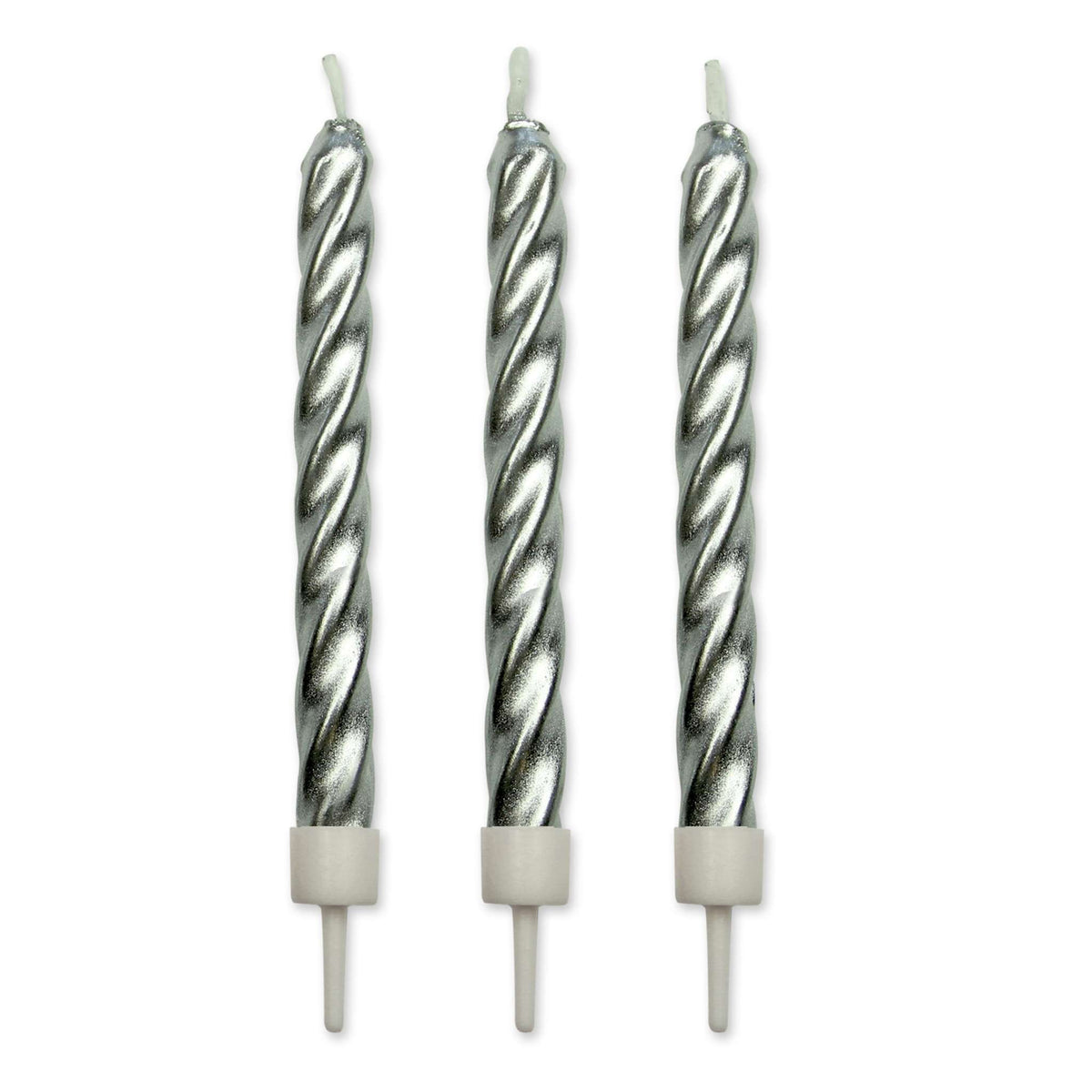 Silver Twist Candles Set Of 10